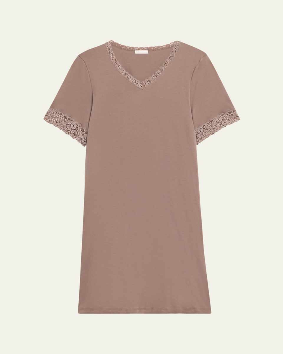 Moments Short Sleeve Lace Cotton Nightgown
